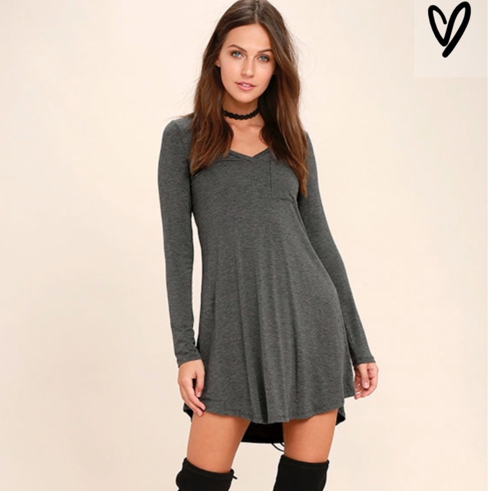 Lulu's Gray Casual Dress